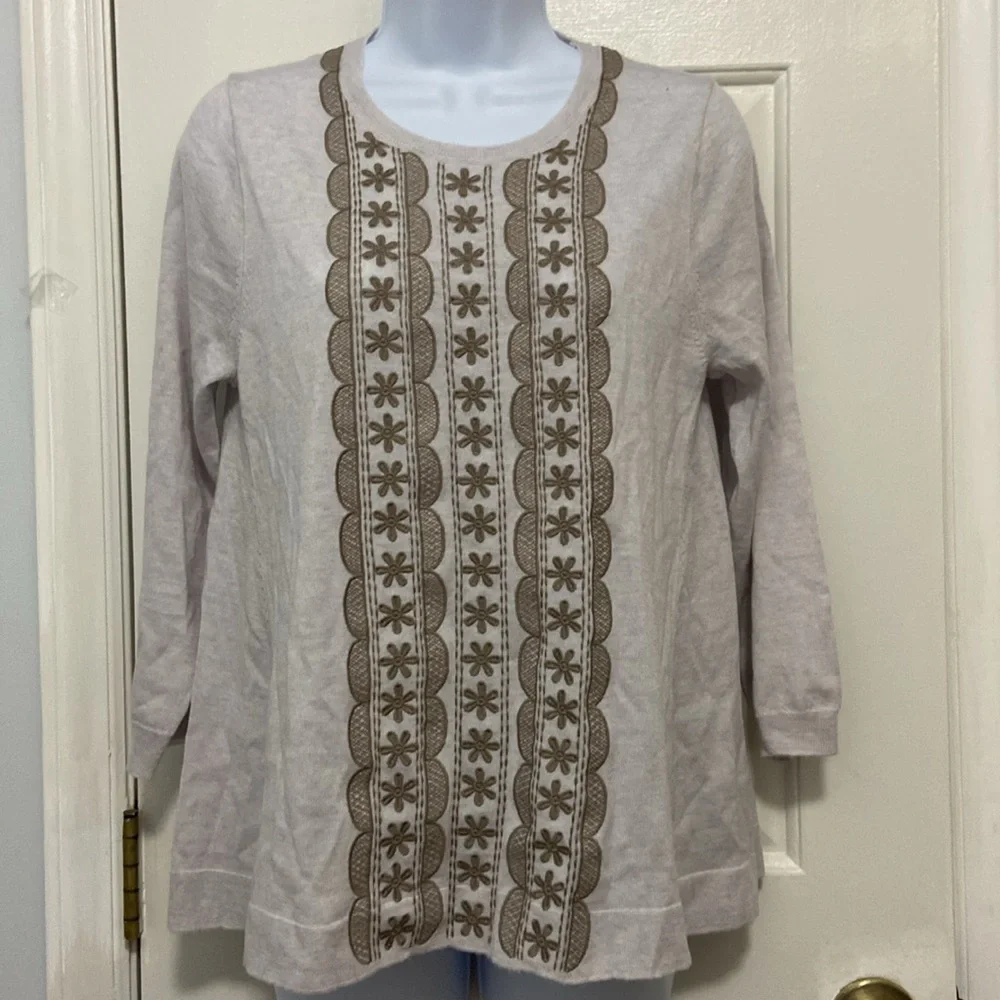 J. Crew Embroidered Merino Wool Sweater M